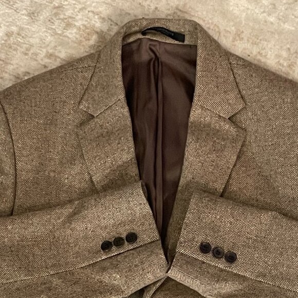 StudioSuits Vintage Herringbone Brown Tweed Suit 42 Jacket /35 Pants - Picture 1 of 11